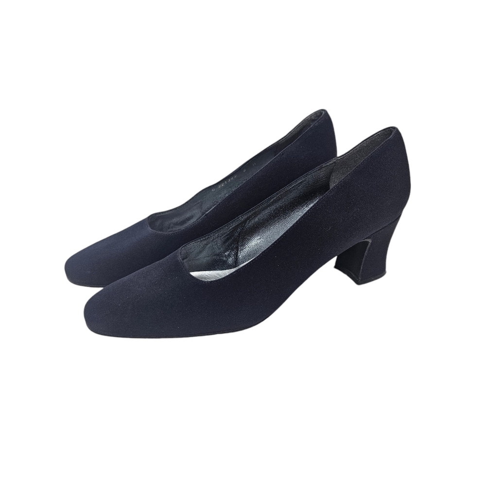 Stuart Weitzman Black Fabrick Block Heel Shoes 8N